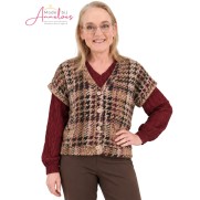 Enjoy Gilet Geruit 3638_252 Port/wijnrood